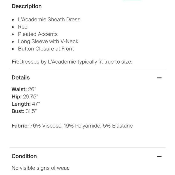 L’acadamie Authentic Solid Burgundy Red Long Sleeve V Neck MIDI Dress Small - Picture 4 of 8